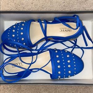 Royal Blue Summer Wrap-Tie Sandals